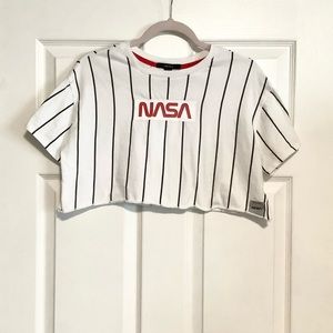 Forever 21 Striped NASA Crop-Top